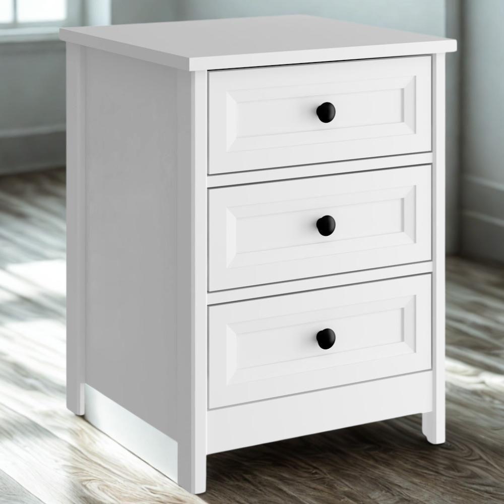 Mesa De Cabeceira 3 Gavetas 45 Cm Dm111 Branco Dtall Branco - 2