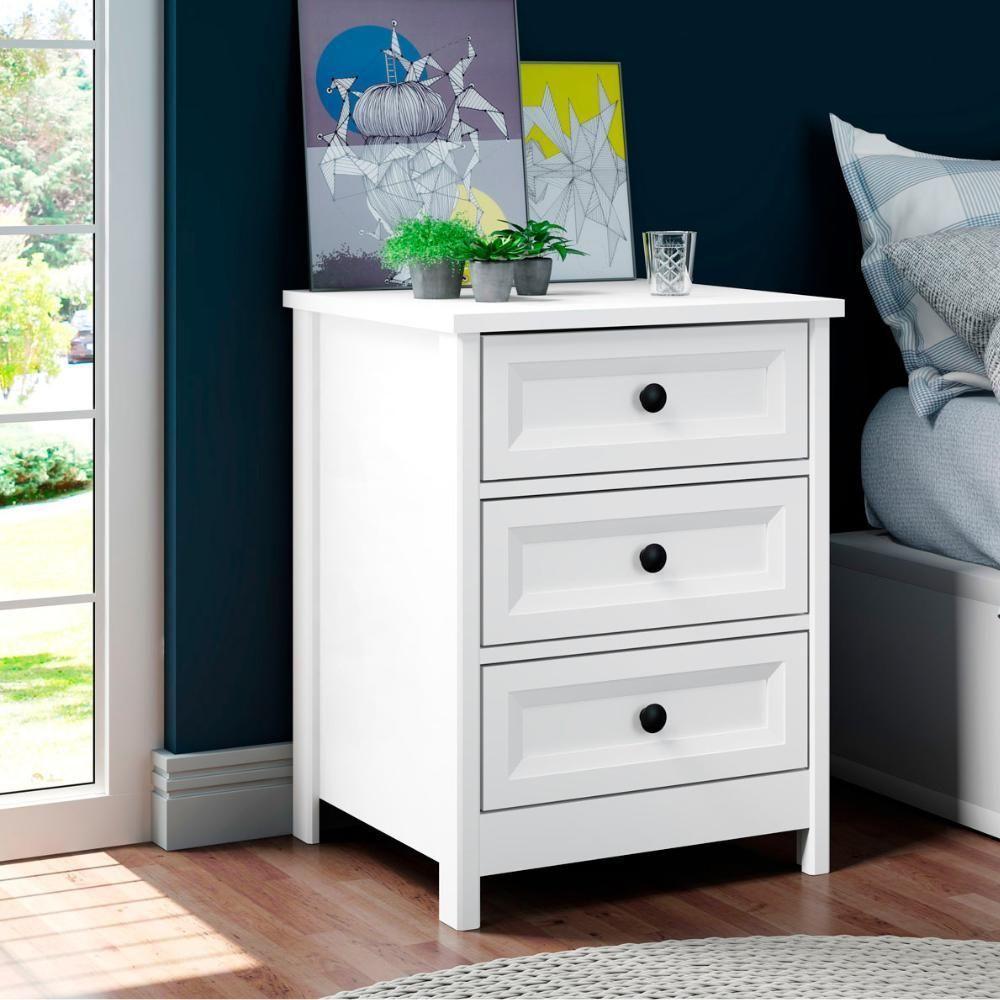 Mesa De Cabeceira 3 Gavetas 45 Cm Dm111 Branco Dtall Branco - 6