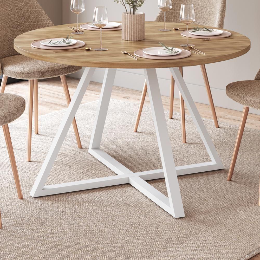 Mesa De Jantar Redonda 110 Cm 25933 Nogal Sevilha Branco Artesano Nogal Sevilha Branco - 2