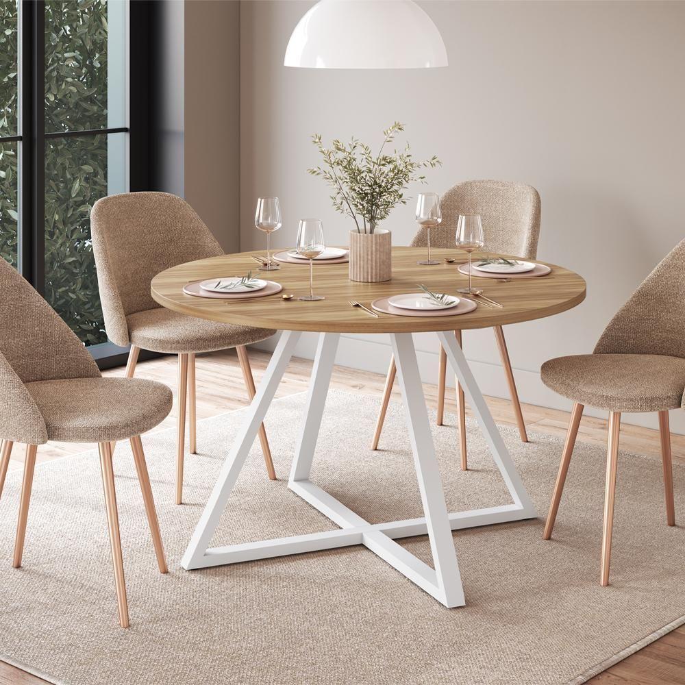 Mesa De Jantar Redonda 110 Cm 25933 Nogal Sevilha Branco Artesano Nogal Sevilha Branco - 6