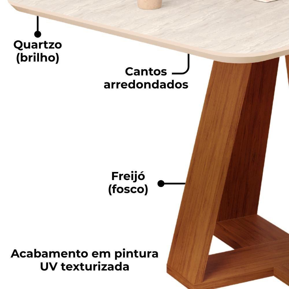 Mesa Jantar Retangular 120x90 Cm Sem Vidro Kiara Freijo Quartzo Dj Moveis Freijo Quartzo - 5