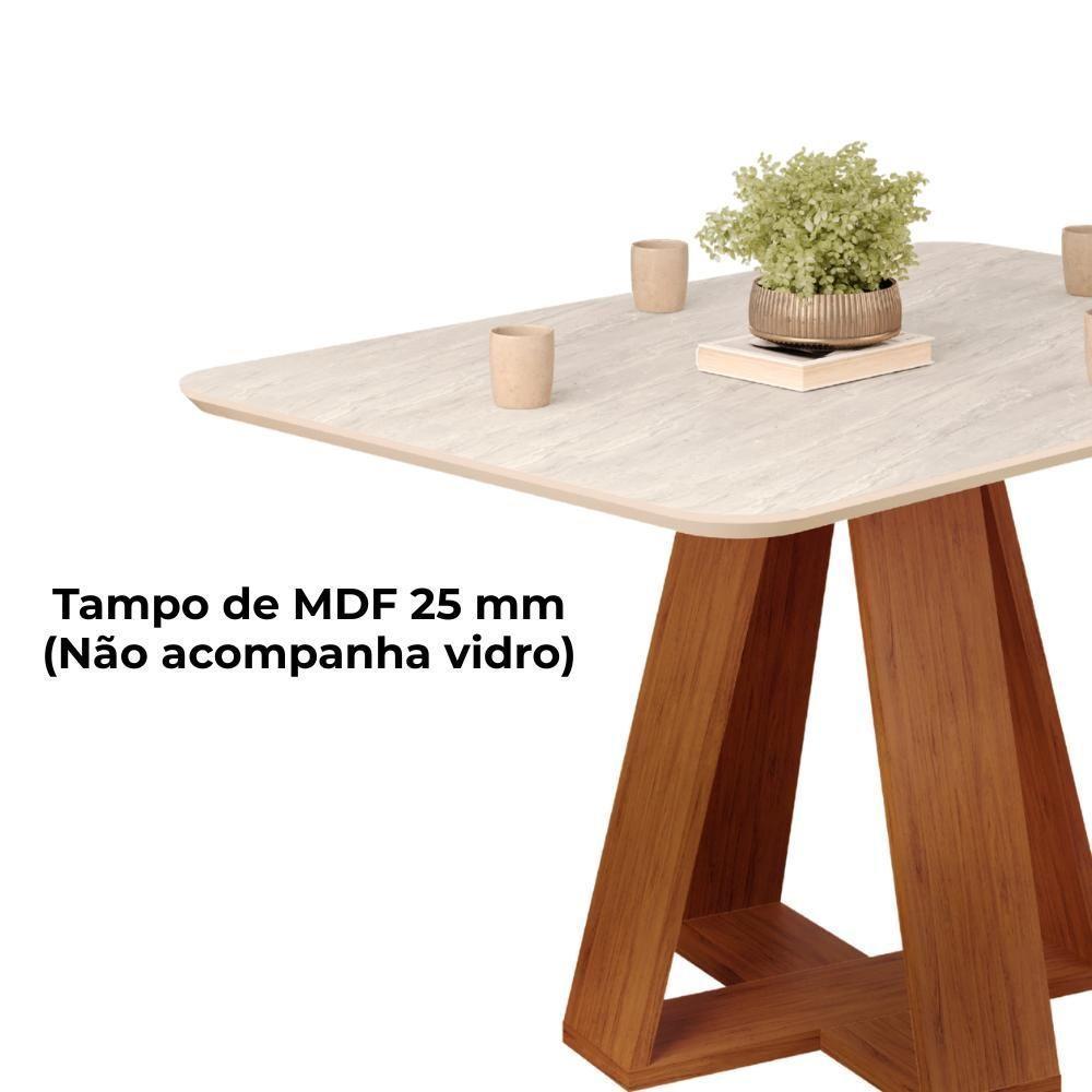 Mesa Jantar Retangular 120x90 Cm Sem Vidro Kiara Freijo Quartzo Dj Moveis Freijo Quartzo - 6