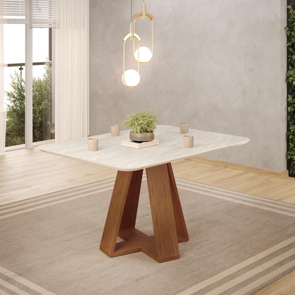 Mesa Jantar Retangular 120x90 Cm Sem Vidro Kiara Freijo Quartzo Dj Moveis Freijo Quartzo - 7