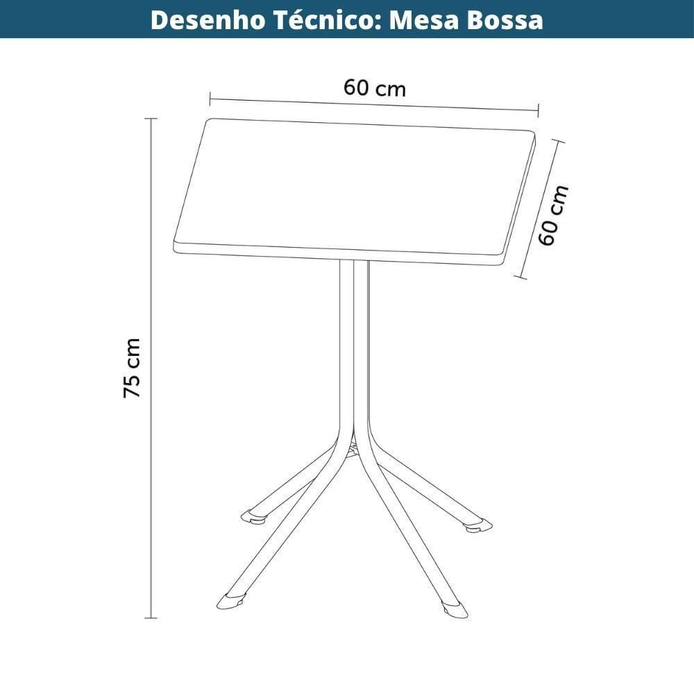 Mesa Quadrada Bossa Rivatti 75cm Pp Preto-aço Preto - 3