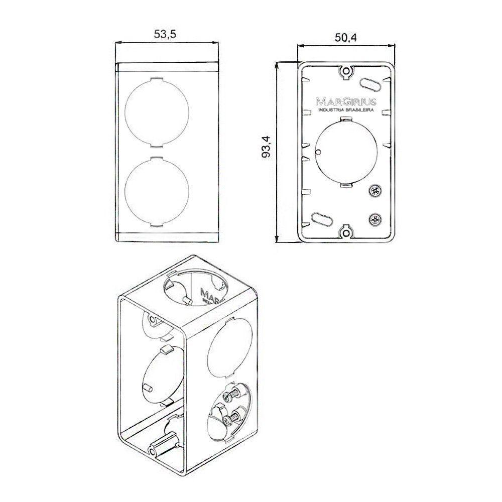 Caixa Para Condulete Margirius 3-4 Com 7 Entradas Preta - 2