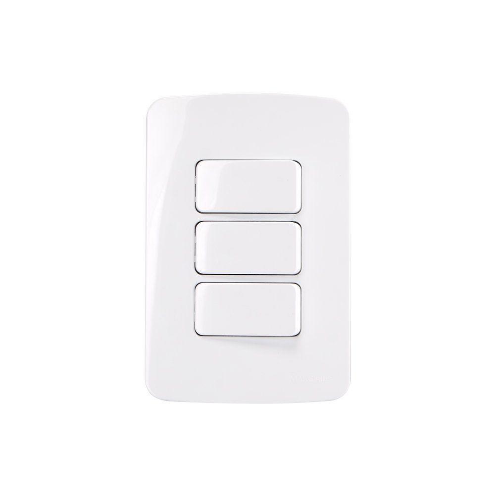 Interruptor Simples Triplo Margirius B3 10a Com Placa 4x2 Branco Branco - 1