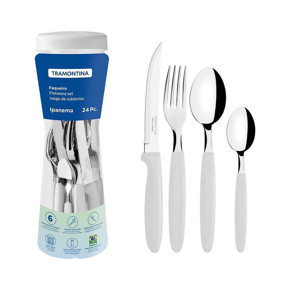 Jogo De Talheres 24 Peças Tramontina Ipanema 23399891 Branco - 1