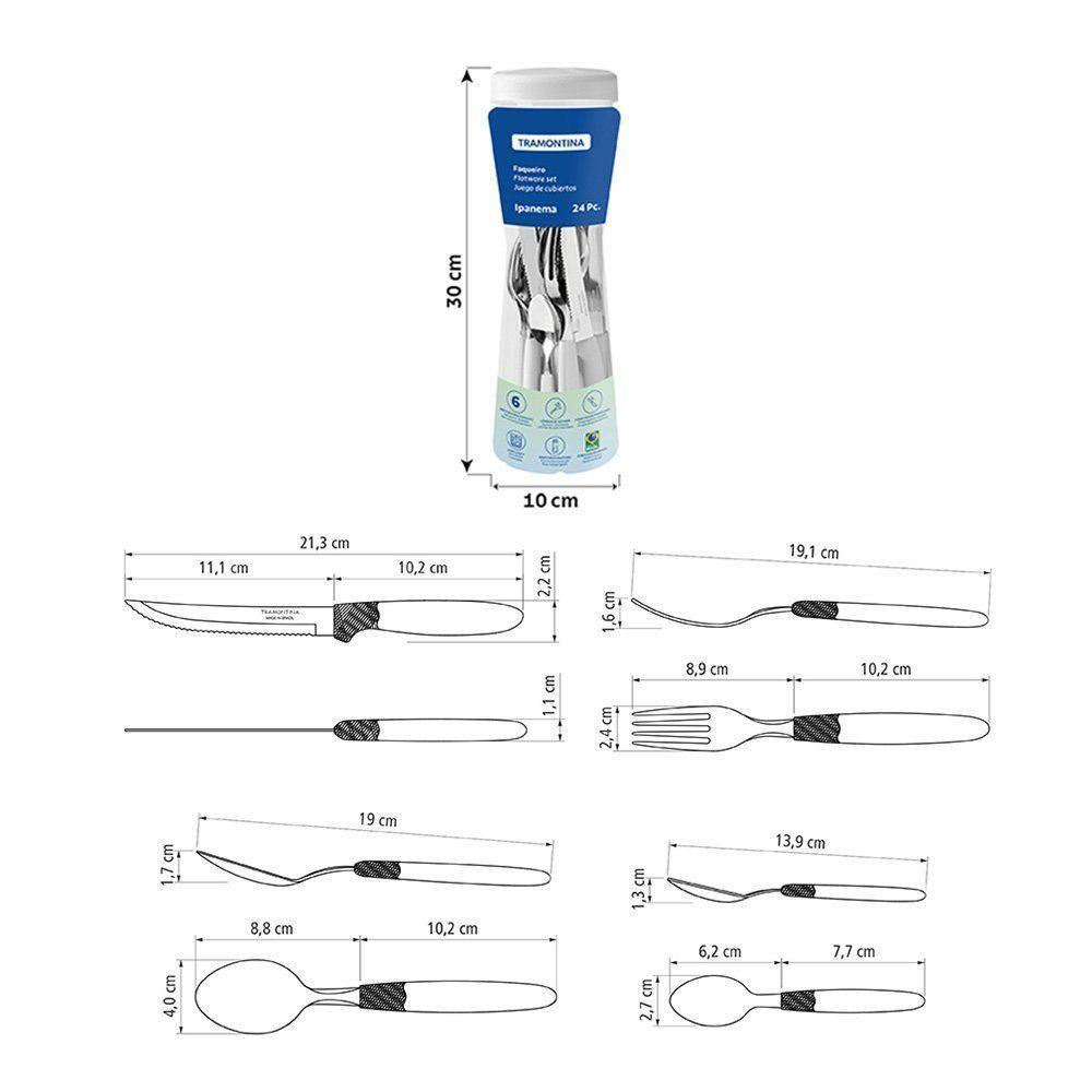 Jogo De Talheres 24 Peças Tramontina Ipanema 23399891 Branco - 5