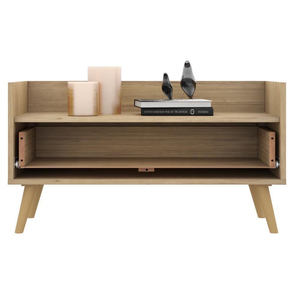 Mesa De Cabeceira 80Cm Retrô Multimóveis V4000 Rustic/Branca/Natural Rustic/Branco/Natural - 4