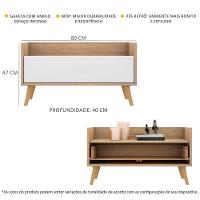 Mesa De Cabeceira 80Cm Retrô Multimóveis V4000 Rustic/Branca/Natural Rustic/Branco/Natural - 6