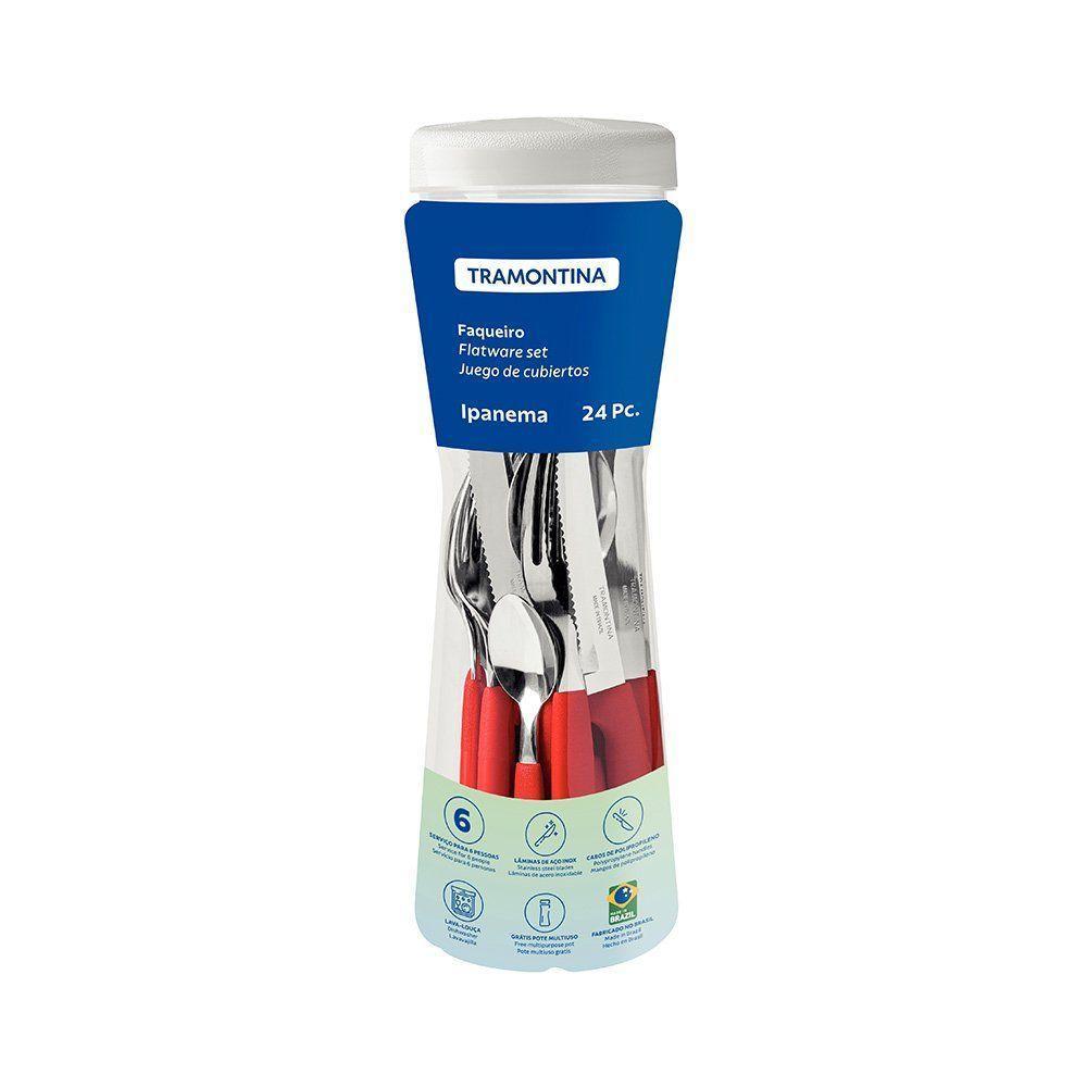 Jogo De Talheres 24 Peças Tramontina Ipanema 23399791 Vermelho - 3