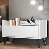 Mesa De Cabeceira 80Cm Retrô Multimóveis V4000 Branca/Preta Branco/Preto - 7