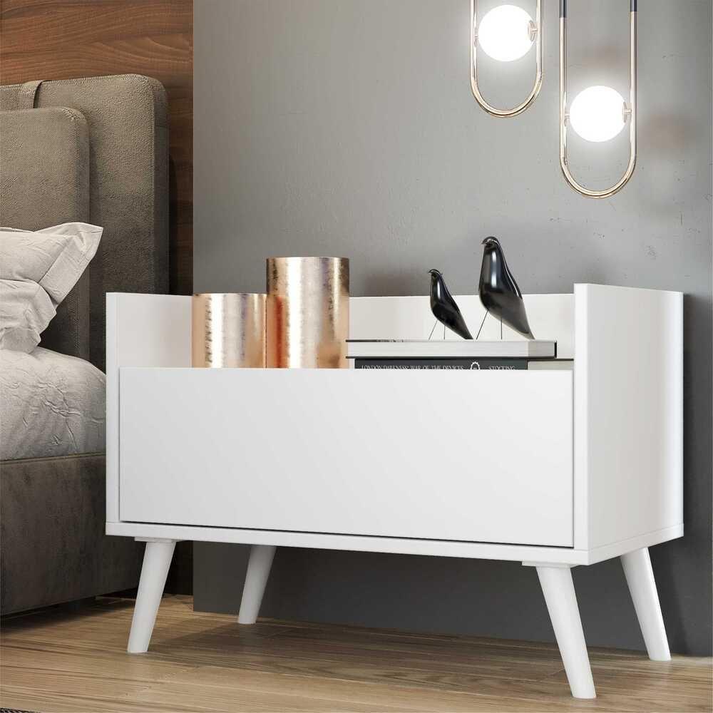 Mesa De Cabeceira 60Cm Retrô Multimóveis V3627 Branca Branco - 7
