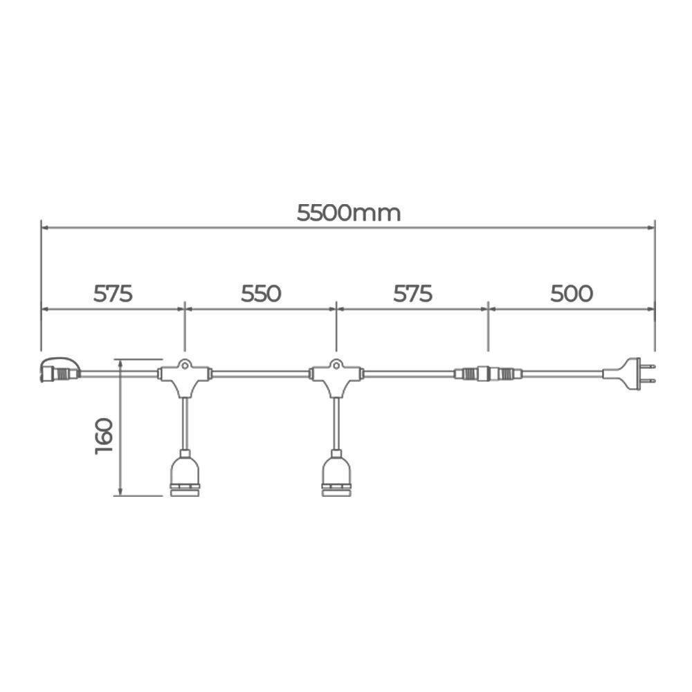 Cabo Porta-lâmpadas Hang Stella Para 8 Lâmpadas E27 5,5 Metros Bivolt - Preto - 8