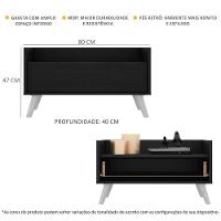 Mesa De Cabeceira 80 Cm C/ Pés Retrô Multimóveis Preta/Branca - 7