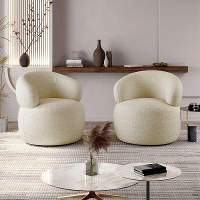 Conjunto 2 Poltronas Orgânica Atemporal Base Giratória Eloah Bouclé Italiano Bege