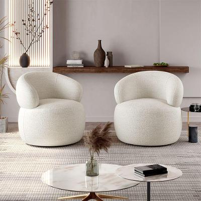 Conjunto 2 Poltronas Orgânica Eloah Base Giratória Bouclê Italiano Off White Conffort Casa