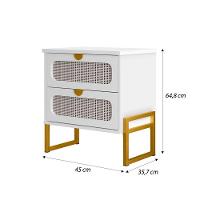 Kit 2 Mesas De Cabeceira Luxo Titanium Com Fino Acabamento 45cm - Branco - Dourado - 2