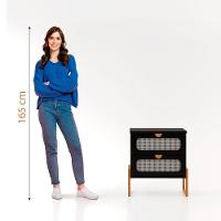 Mesa De Cabeceira Titanium Estilo Industrial Com Pés De Ferro - Preto - Dourado - 5