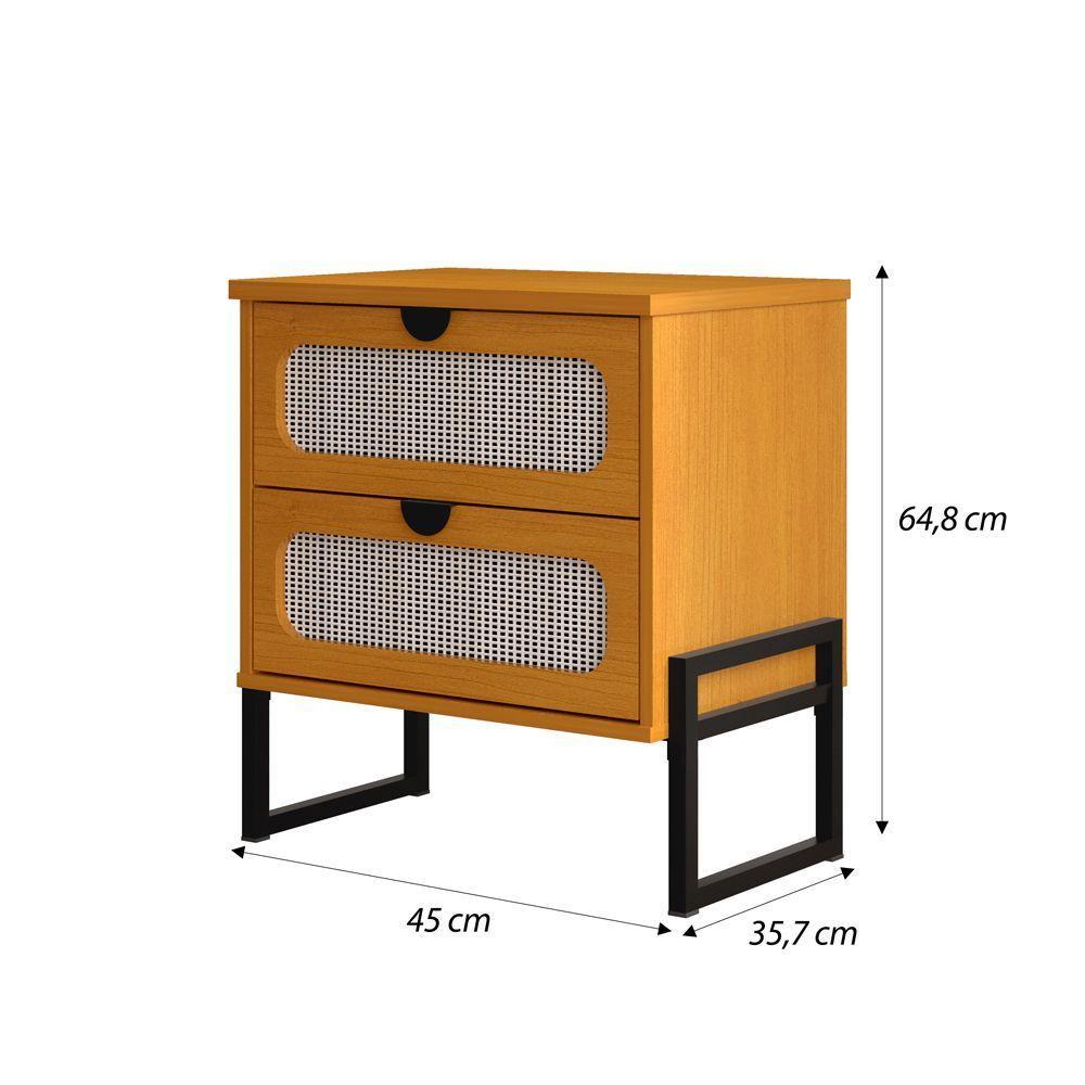 Mesa De Cabeceira Luxo Titanium Com Fino Acabamento 45cm - Nature - Preto - 4