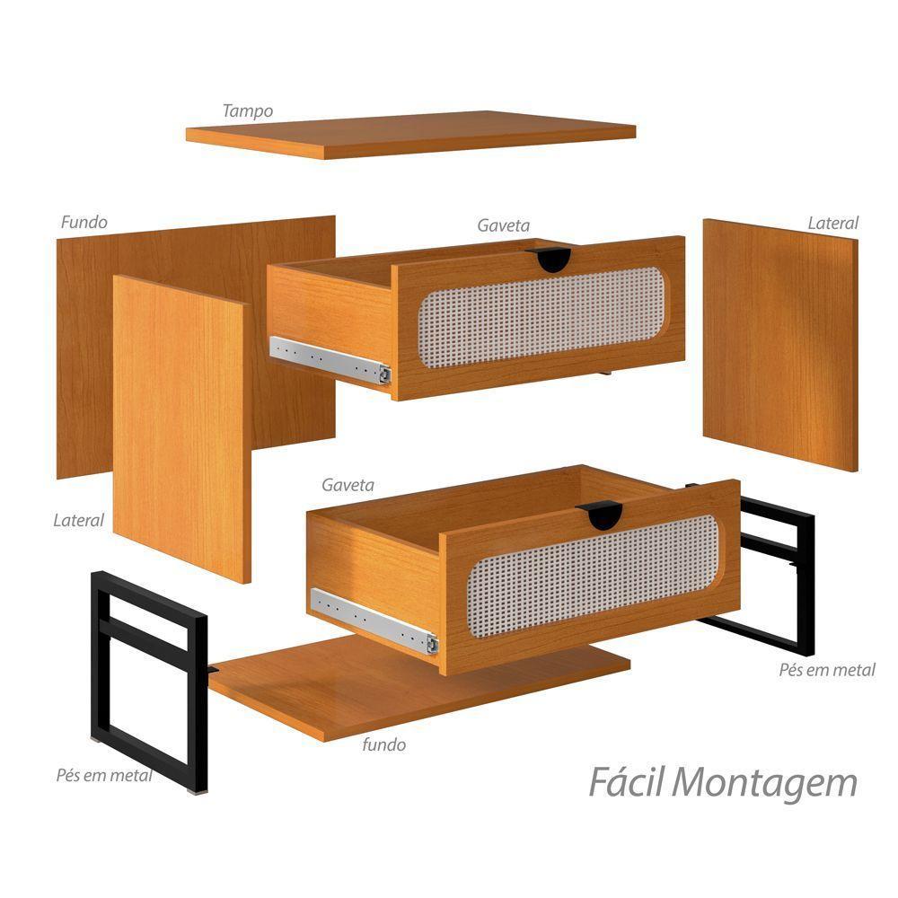 Mesa De Cabeceira Luxo Titanium Com Fino Acabamento 45cm - Nature - Preto - 6