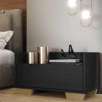 Mesa De Cabeceira 60Cm Multimóveis V3628 Preta/Natural Preto/Natural - 6