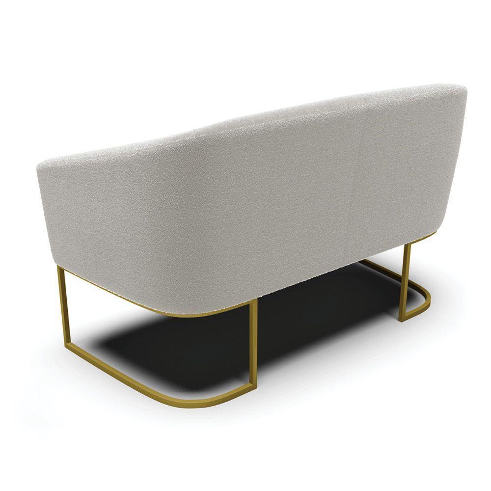 Sofá Namoradeira E Poltrona Industrial Dourado Stella Bouclê D03 - D´rossi Cinza - 5