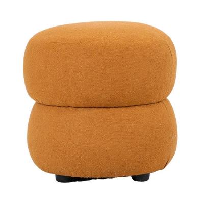 Puff Redondo Respiro Rivatti 39 Cm (altura) Estofado Em Bouclê Amarelo Ocre