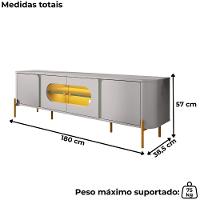 Rack Bancada Tv 75 Pol Organico 180 Cm Juquehy Off White Pistache Bechara Off White Pistache - 3