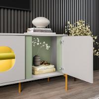 Rack Bancada Tv 75 Pol Organico 180 Cm Juquehy Off White Pistache Bechara Off White Pistache