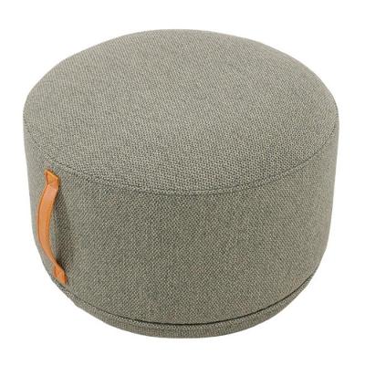 Puff Rendondo Lounge Rivatti 35 Cm (altura) Estofado Tecido Verde Detalhe Pu Marrom Repelente à água