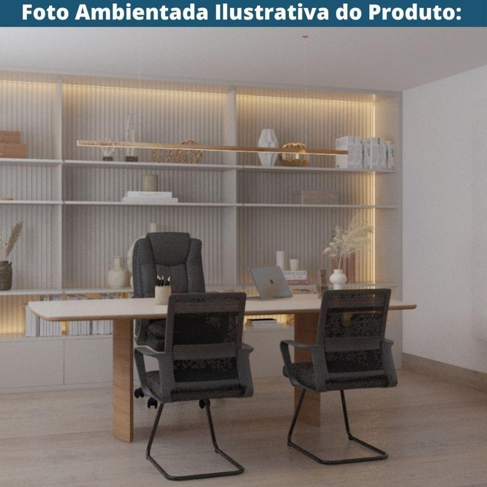 Cadeira Escritório Giratória Presidente Melbourne Fratini Revestida Em Pu Preto Base Cromada Rodízio - 7