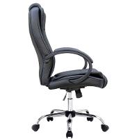 Cadeira Escritório Giratória Presidente Melbourne Fratini Revestida Em Pu Preto Base Cromada Rodízio - 3