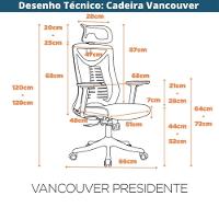 Cadeira Escritório Nr-17 Giratória Presidente Vancouver Fratini Tela Mesh Cinza Base Rodízio Cinza - 9