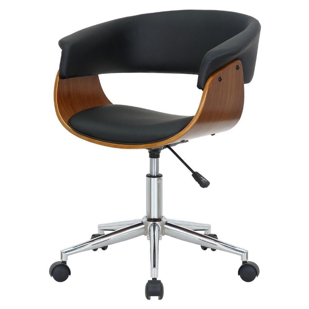 Cadeira Giratória Turim Nicole Fratini Madeira Multilaminada Revestida Pu Preto Base Rodízio - 1
