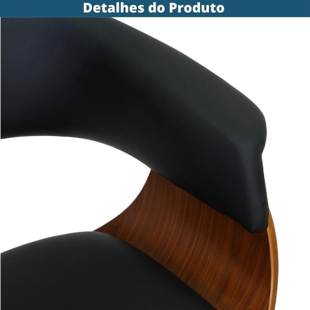 Cadeira Giratória Turim Nicole Fratini Madeira Multilaminada Revestida Pu Preto Base Rodízio - 5