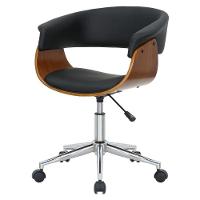 Cadeira Giratória Turim Nicole Fratini Madeira Multilaminada Revestida Pu Preto Base Rodízio - 1