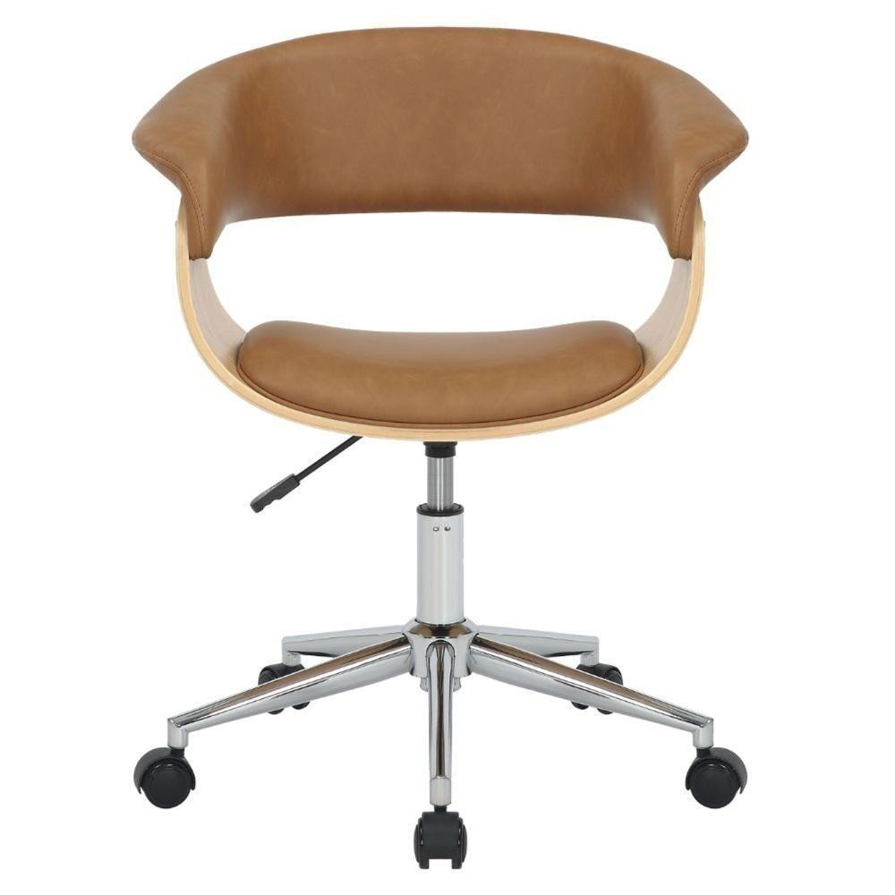 Cadeira Giratória Turim Nicole Fratini Madeira Multilaminada Revestida Pu Caramelo Base Rodízio - 2