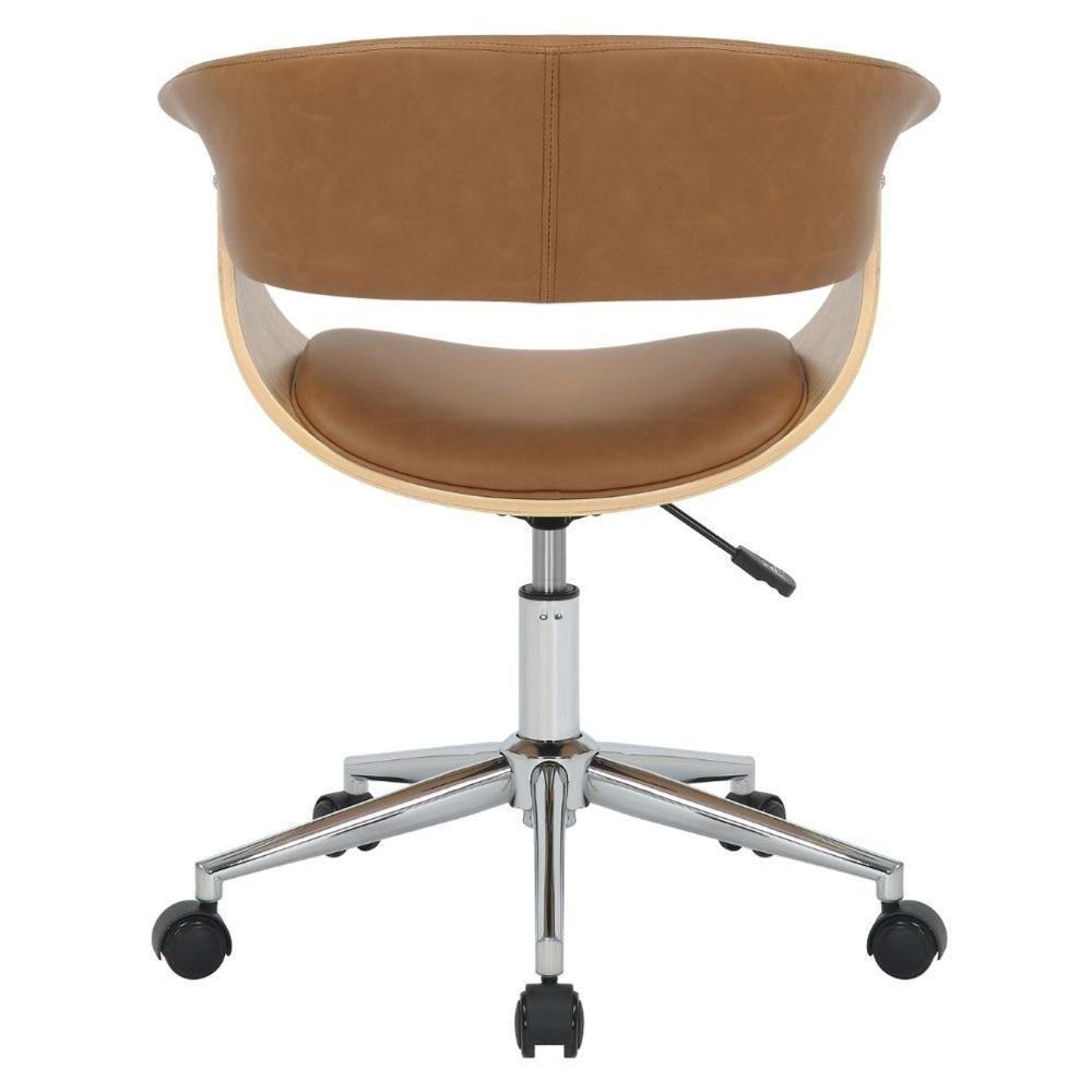 Cadeira Giratória Turim Nicole Fratini Madeira Multilaminada Revestida Pu Caramelo Base Rodízio - 3