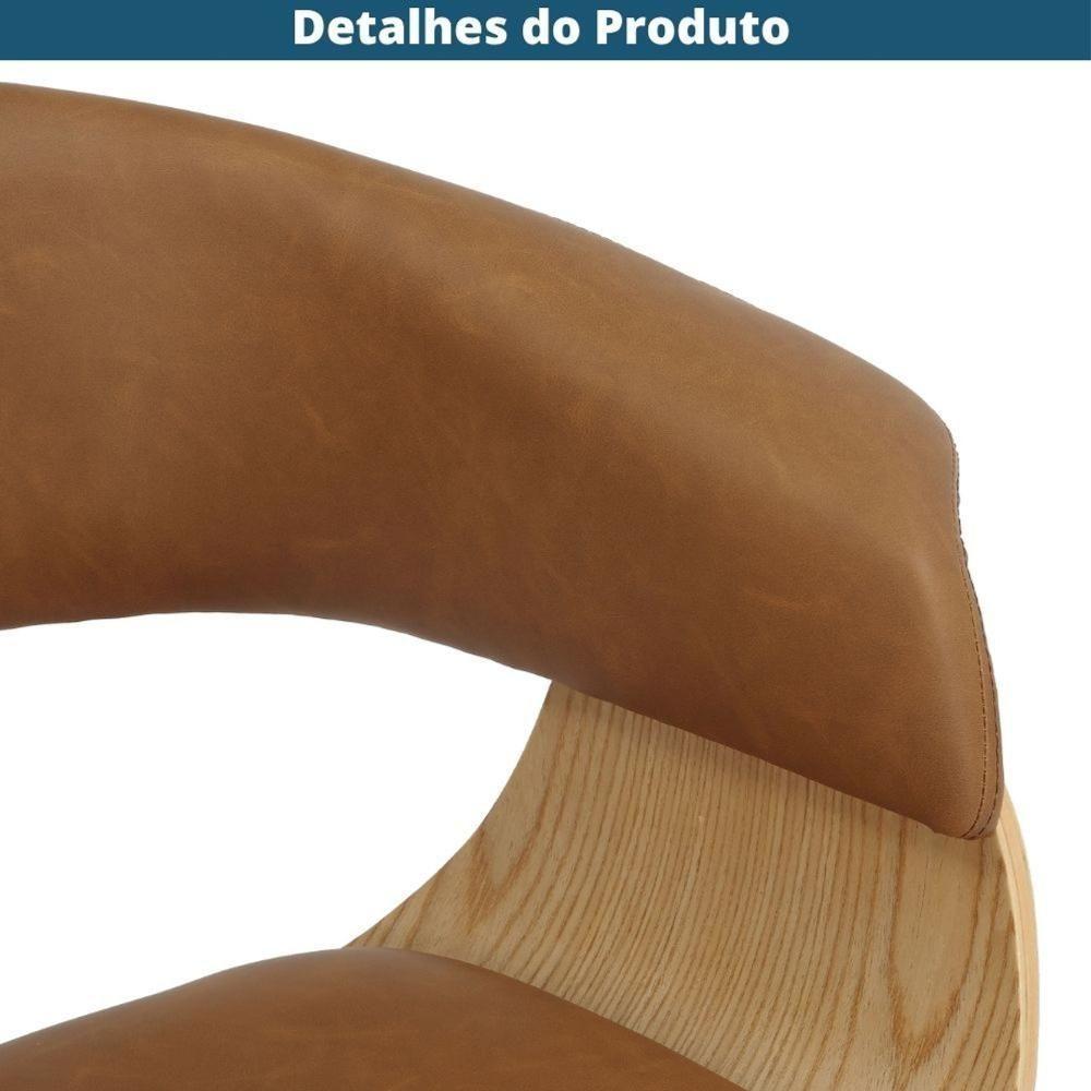 Cadeira Giratória Turim Nicole Fratini Madeira Multilaminada Revestida Pu Caramelo Base Rodízio - 6