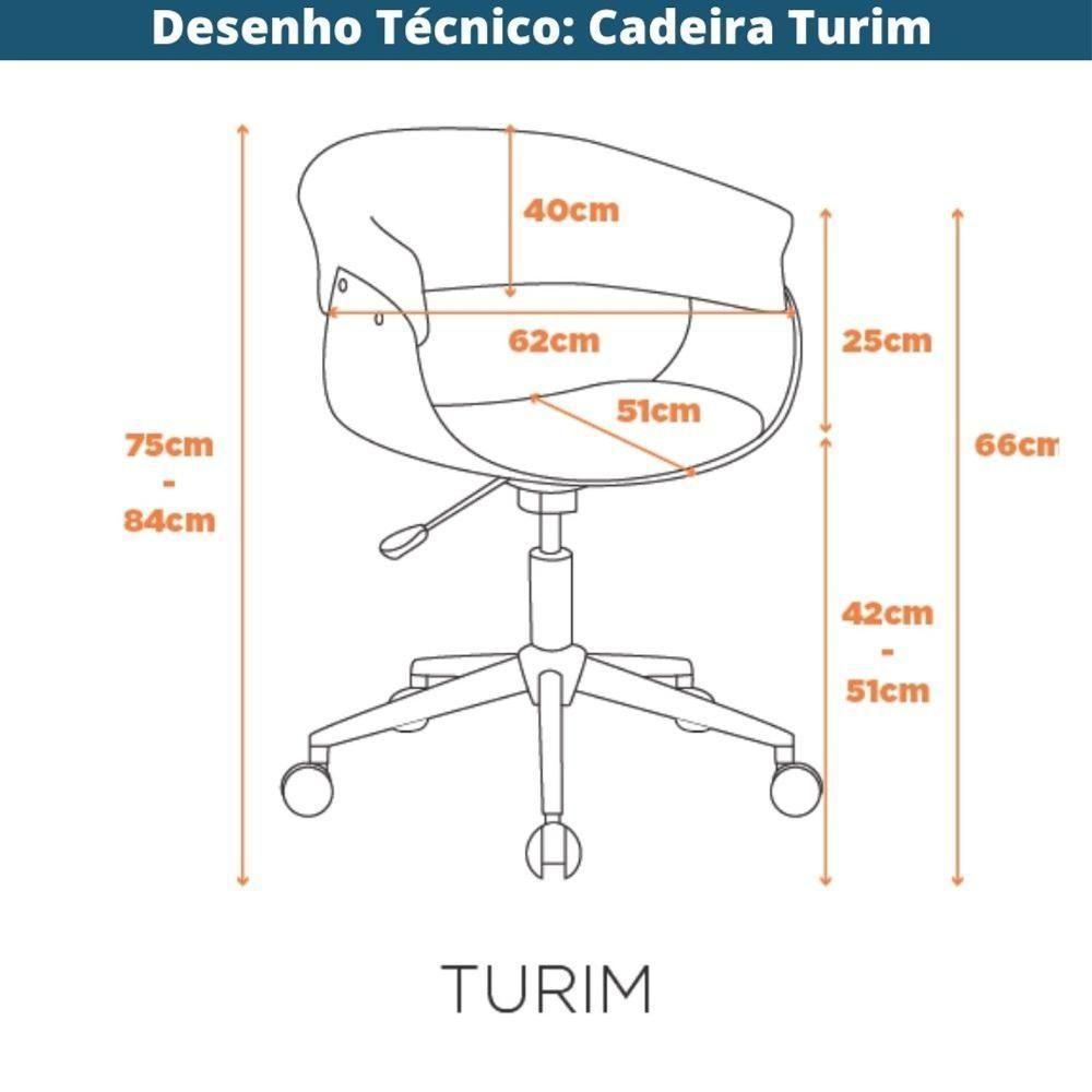 Cadeira Giratória Turim Nicole Fratini Madeira Multilaminada Revestida Pu Caramelo Base Rodízio - 10