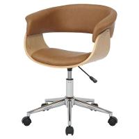 Cadeira Giratória Turim Nicole Fratini Madeira Multilaminada Revestida Pu Caramelo Base Rodízio - 1