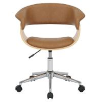 Cadeira Giratória Turim Nicole Fratini Madeira Multilaminada Revestida Pu Caramelo Base Rodízio - 2