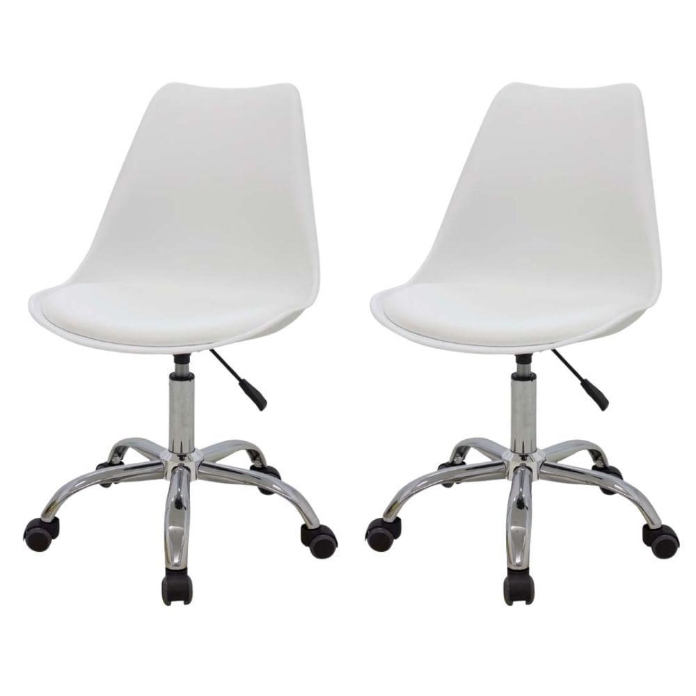 Kit 2 Cadeiras Office Luísa Rivatti Pp Branco Rodízio - 1