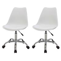 Kit 2 Cadeiras Office Luísa Rivatti Pp Branco Rodízio - 1