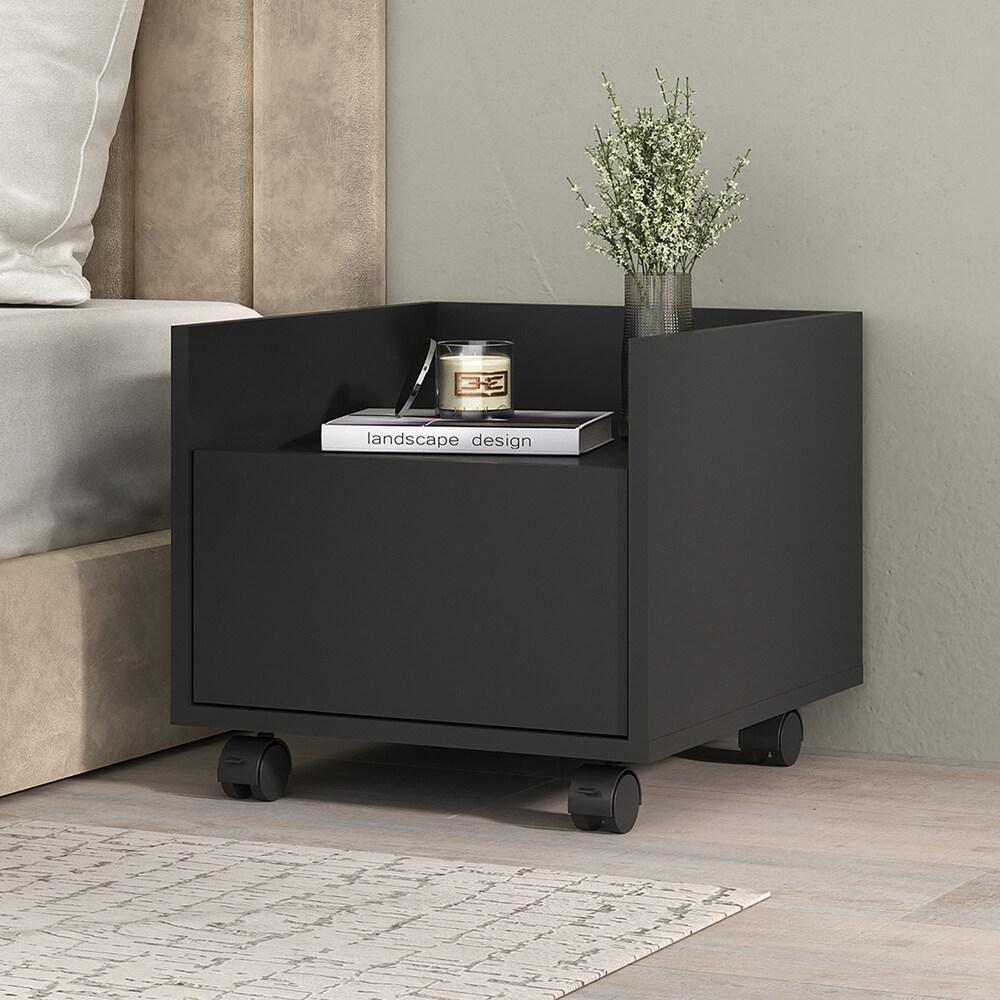 Mesa De Cabeceira 40 Cm Com Rodízios Multimóveis Mp4042 Preta - 1