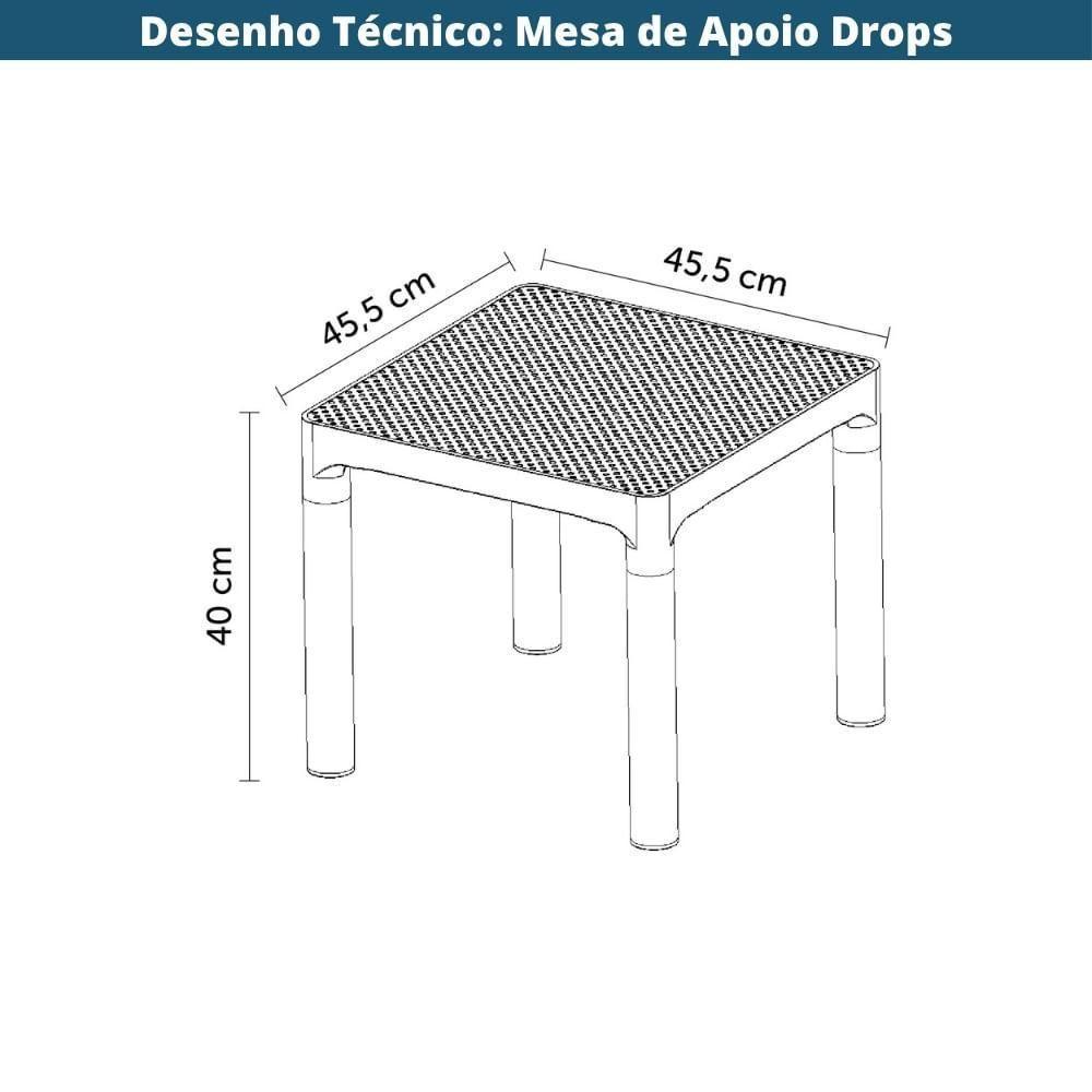 Mesa Apoio Quadrada Drops Rivatti 45,5cm Pp Preto C-uv - 4