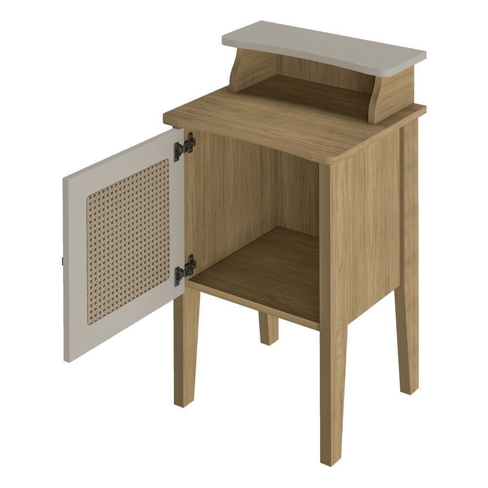 Mesa Lateral 43Cm Com 1 Porta Multimóveis Cr45125 Carvalho/Off White Carvalho/Off White - 3