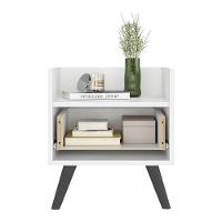Kit Com 2 Mesas De Cabeceira 40 Cm Com Pés Retrô Multimóveis Mp4044 Branca/Preta - 3