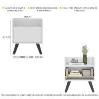 Kit Com 2 Mesas De Cabeceira 40 Cm Com Pés Retrô Multimóveis Mp4044 Branca/Preta - 5